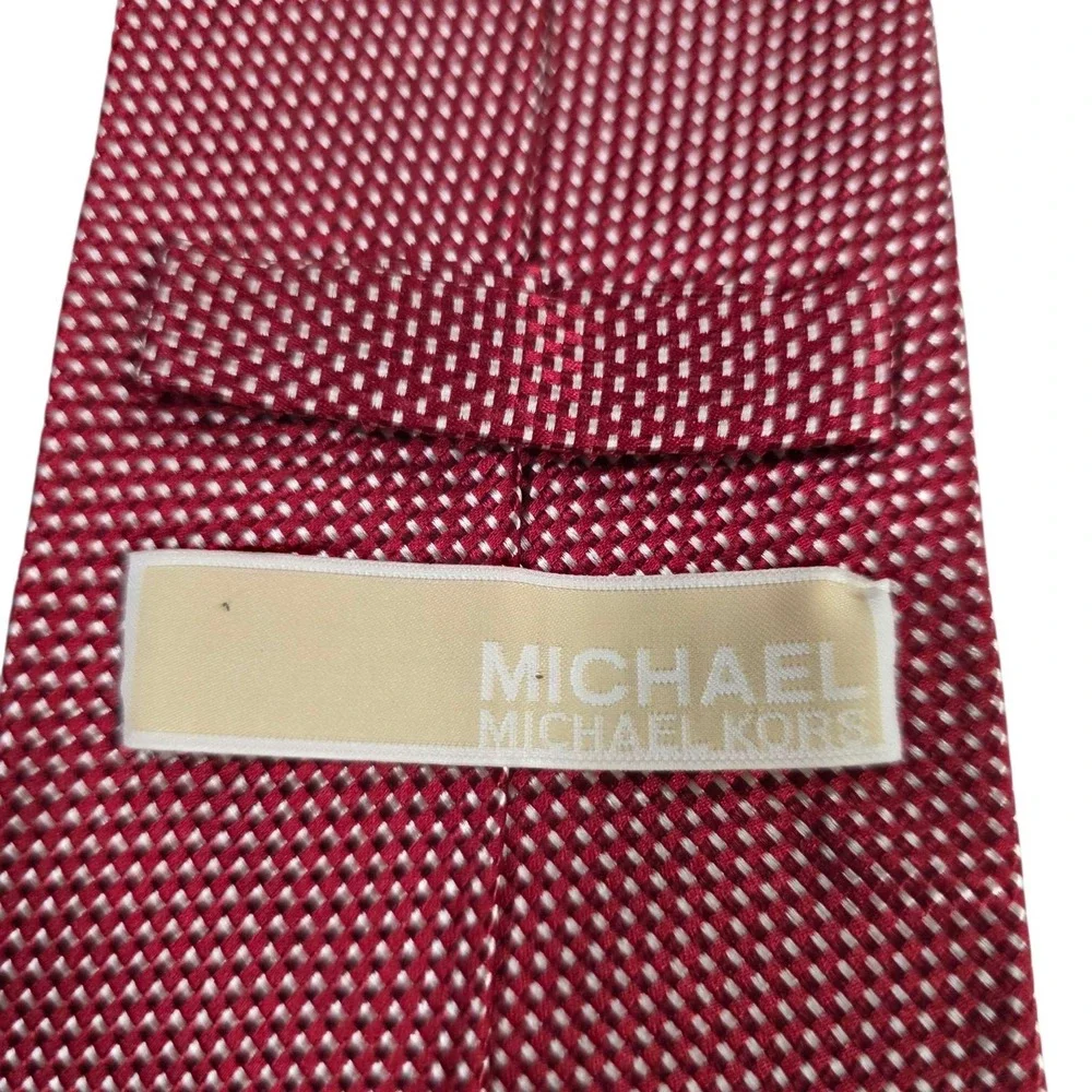 Michael Kors Silk Jacquard Micro Dot Tie‎ Burgundy Red Textured Men's Neckwear
